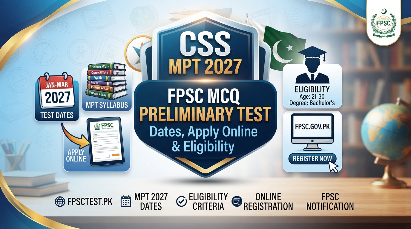 CSS MPT 2027 – FPSC MCQ Preliminary Test Dates, Apply Online & Eligibility